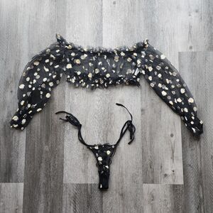 Daisy floral Bardot mesh lingerie